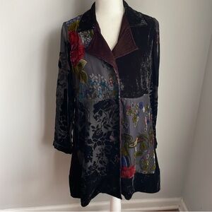 Soft Surroundings Velvet Floral Tunic Top Size Medium Petite